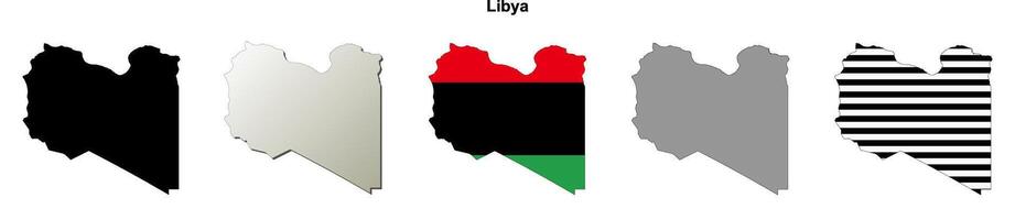 Libya outline map set vector