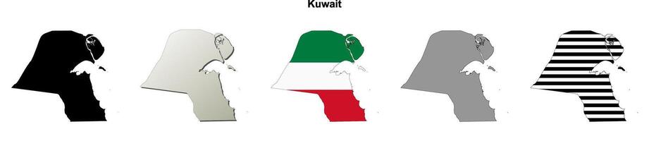 Kuwait outline map set vector