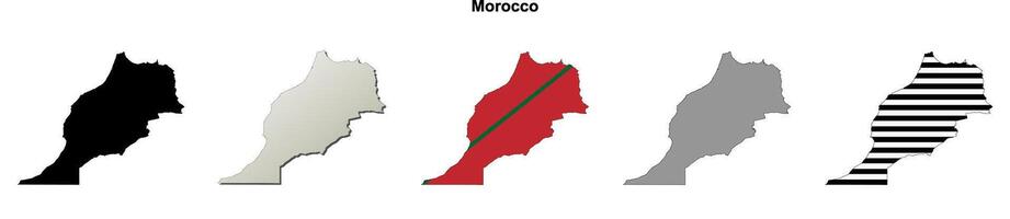 Morocco outline map set vector