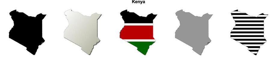 Kenya outline map set vector