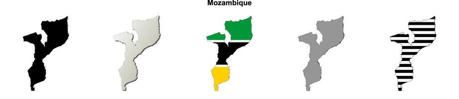 Mozambique outline map set vector