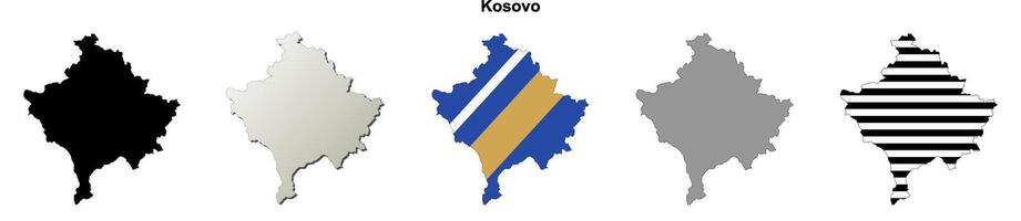 Kosovo outline map set vector