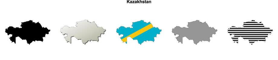 Kazakhstan outline map set vector