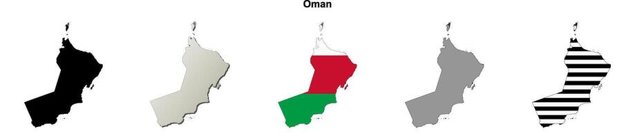 Oman outline map set vector