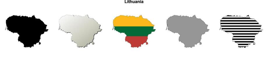 Lithuania outline map set vector
