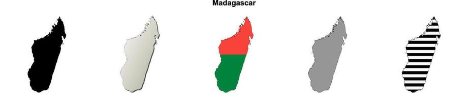 Madagascar outline map set vector
