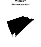 Wellesley, Massachusetts blank outline map vector