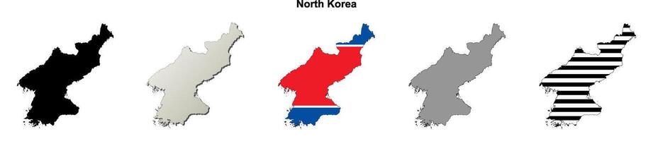North Korea outline map set vector