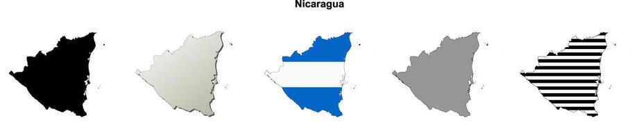 Nicaragua outline map set vector