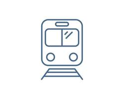 Clean, minimalist line art icon of a train on tracks. Perfect for app interfaces, websites, presentations, or transportationthemed designs. vector
