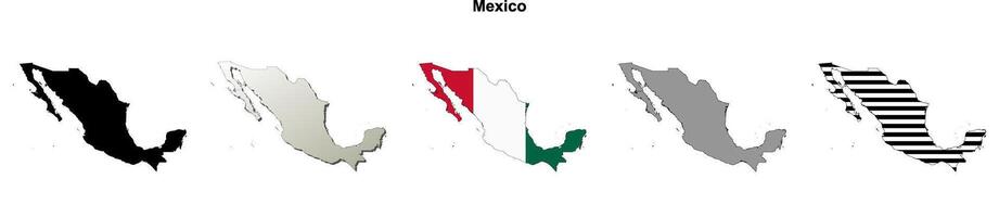 Mexico outline map set vector