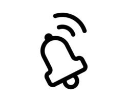 Bold black outline bell icon, digitally rendered, signaling notification or alert. Perfect for app interfaces, websites, or presentations needing a modern, clean aesthetic. vector