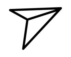 Bold black outline paper airplane icon. Simple, modern design perfect for websites, apps, or presentations needing a fast, travel, or delivery concept. vector