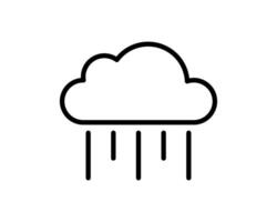 Simple, bold line art icon depicting a cloud with rain. Perfect for weather apps, websites, presentations, and infographics needing a clean, modern aesthetic. vector
