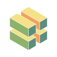 Abstract isometric illustration of stacked blocks in muted pastel tones. Represents growth, stability, or building blocks of success. Ideal for business, technology, or construction concepts. vector