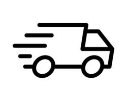 Fast delivery truck icon. Bold, minimalist line art style. Perfect for websites, apps, and presentations needing a clean, modern delivery symbol. vector