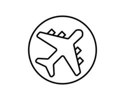 Simple yet stylish airplane icon in a circle. Perfect for travel websites, apps, brochures, and presentations. Clean lines and minimalist design ensure versatility. vector