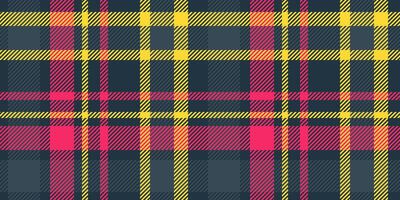 Seventies textile background pattern, strip plaid seamless. Tissue check texture fabric tartan in dark and cyan colors. vector