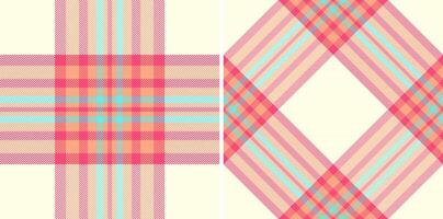 Pastel pink and peach plaid patterns. Two seamless textile designs, perfect for fashion, home decor, or website backgrounds. A versatile and cheerful image representing springtime or femininity. vector
