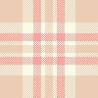 Elegant pastel pink and beige plaid pattern. Perfect for textile design, fashion, website backgrounds, or stationery. Subtle texture adds visual interest. Versatile and sophisticated aesthetic. vector