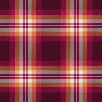 Scratch texture plaid pattern, dimensional fabric check. Napkin tartan textile background seamless in dark and pink colors. vector