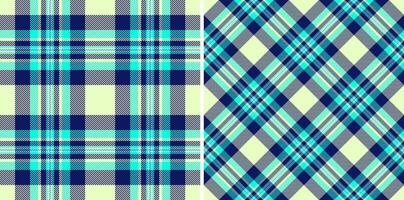 Vibrant teal and pastel yellow plaid patterns. Perfect for textile design, fashion, website backgrounds, or stationery. Two distinct styles offer versatile design options. vector