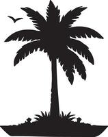 Black coconut tree silhouette on white background vector