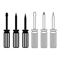 Screwdriver icon set isolated with white background. vector