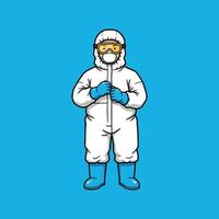 Person Wearing Full Protective Suit Ready for Hazardous Work or Research vector