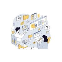 Analyzing Data Trends Illustration for Business Strategy and Problem Solving vector