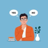 Man Making a Decision Yes or No Illustration vector