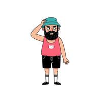 Bearded Man Scratching Head Cartoon Illustration vector