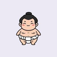 Adorable Sumo Wrestler Cartoon Character Design vector