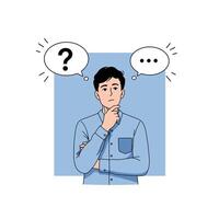 Man Thinking Deeply Making Decisions Illustration vector