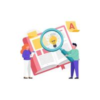 Find Great Ideas Researching with Magnifying Glass Book vector