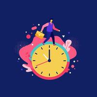 Businessman Walking on Clock Time Management Illustration vector
