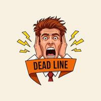 Stressed Man Screaming Deadline Pop Art Illustration vector