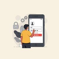Secure Mobile Login Process User Interface Design vector
