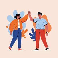Happy People High Five Teamwork Success Illustration vector