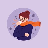 Woman Coughing Sick with Coronavirus Illustration vector