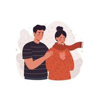 Supporting Sick Partner Illustration Compassionate Care Graphic vector