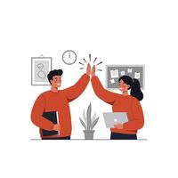Teamwork Success High Five Happy Colleagues Celebrating vector