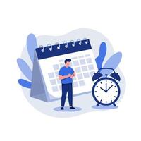 Managing Time and Schedule with Calendar, Clock, and Smartwatch vector