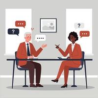 Business Meeting with Diverse Professionals Discussing Ideas at Office Table vector