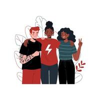 Happy Diverse Friends Hugging Friendship Teamwork Illustration vector