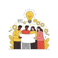 Team Brainstorming New Ideas Innovative Project Collaboration vector