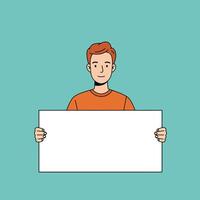 Man Holding Blank Sign Illustration Design vector