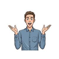 Surprised Man Illustration Pop Art Style Presentation Image vector