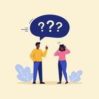 Couple Discussing Problems Question Marks Confused Illustration vector