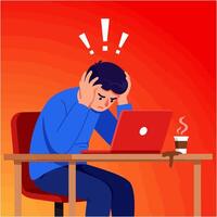 Stressed Man Working on Laptop Problem vector